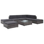 Set Divani da Giardino 8 pz con Cuscini in Polyrattan Grigio